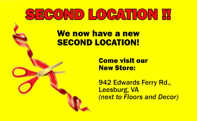 Announcing our new location in Leesburg — 942 Edwards Ferry Rd, next to Floor & Decor